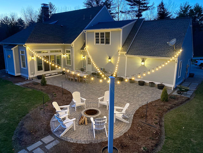 Bistro string lights outdoor dining