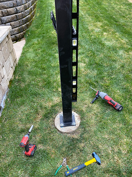 Bistro lighting post installation