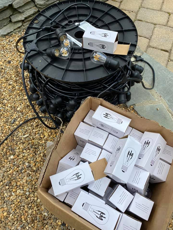 Patio bistro lighting installation