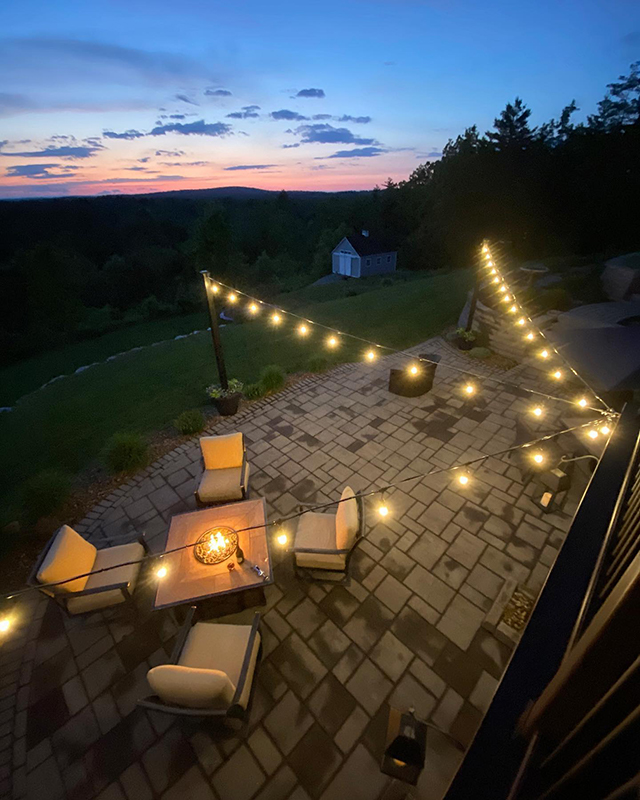 Patio bistro lighting installation