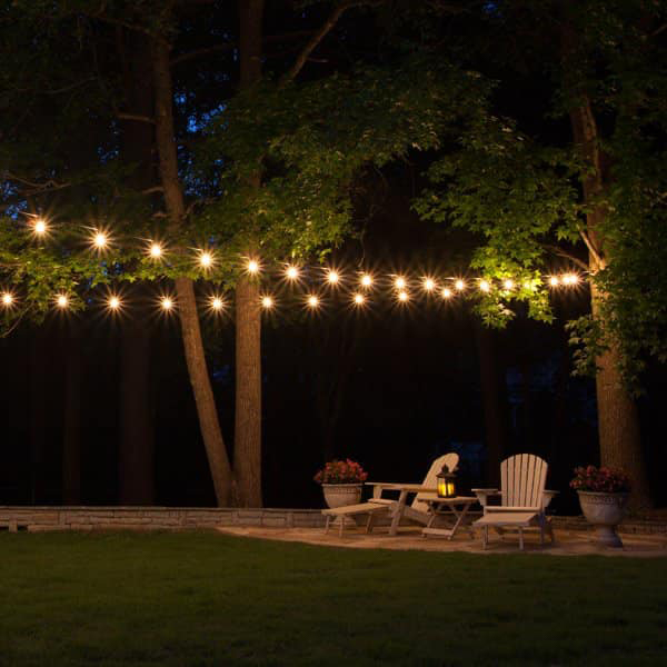 Patio bistro lighting installation