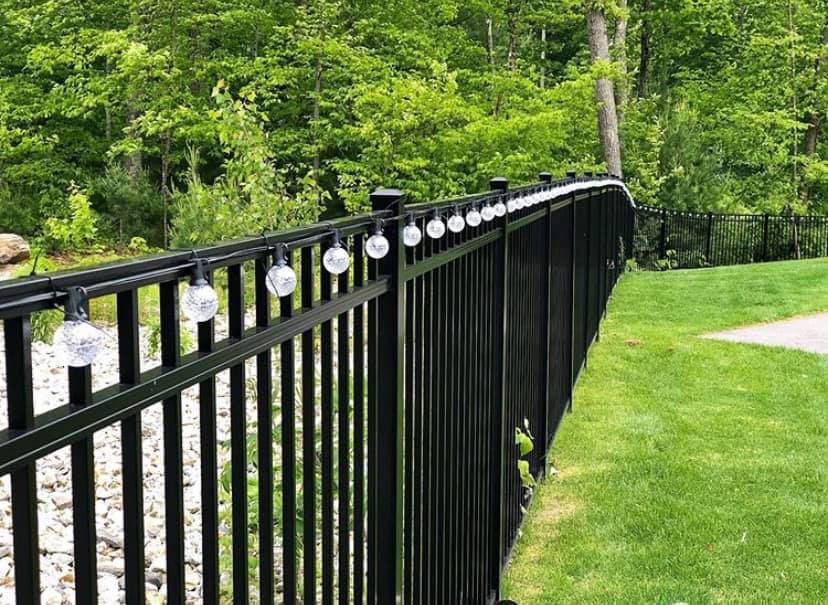 Patio bistro lighting installation