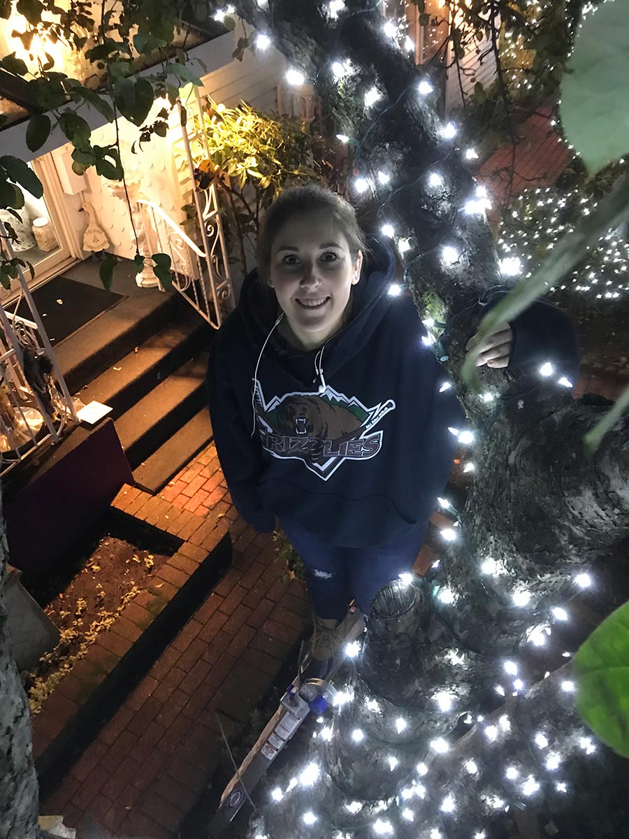 Lights Up crew installing holiday lights