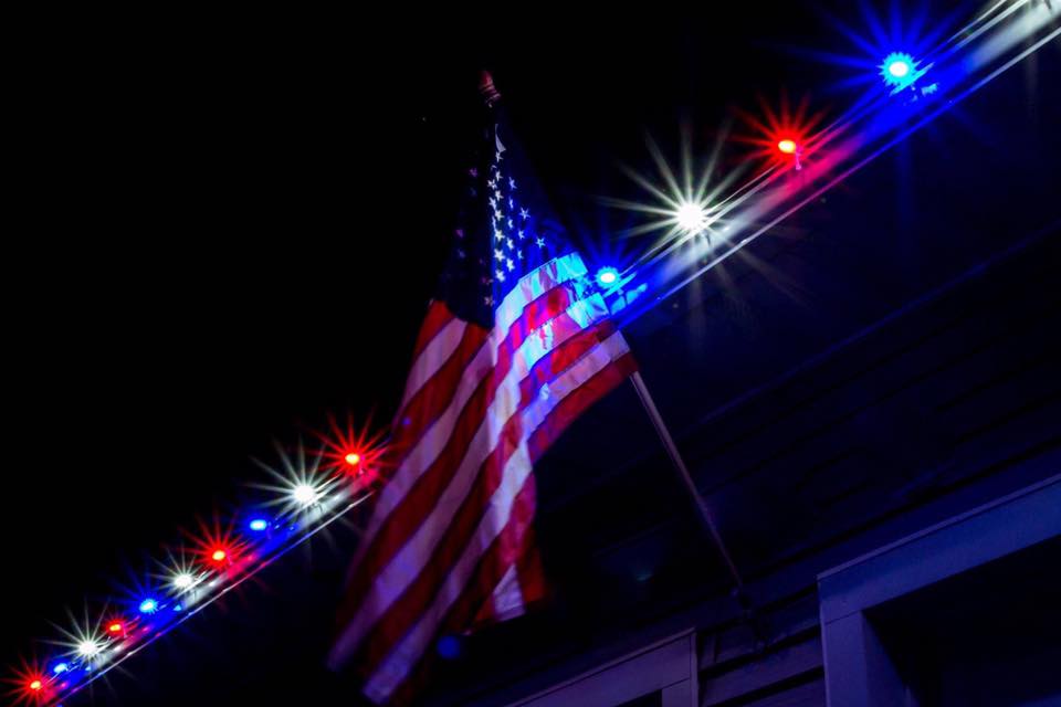 Fourth of July outdoor lighting celebration