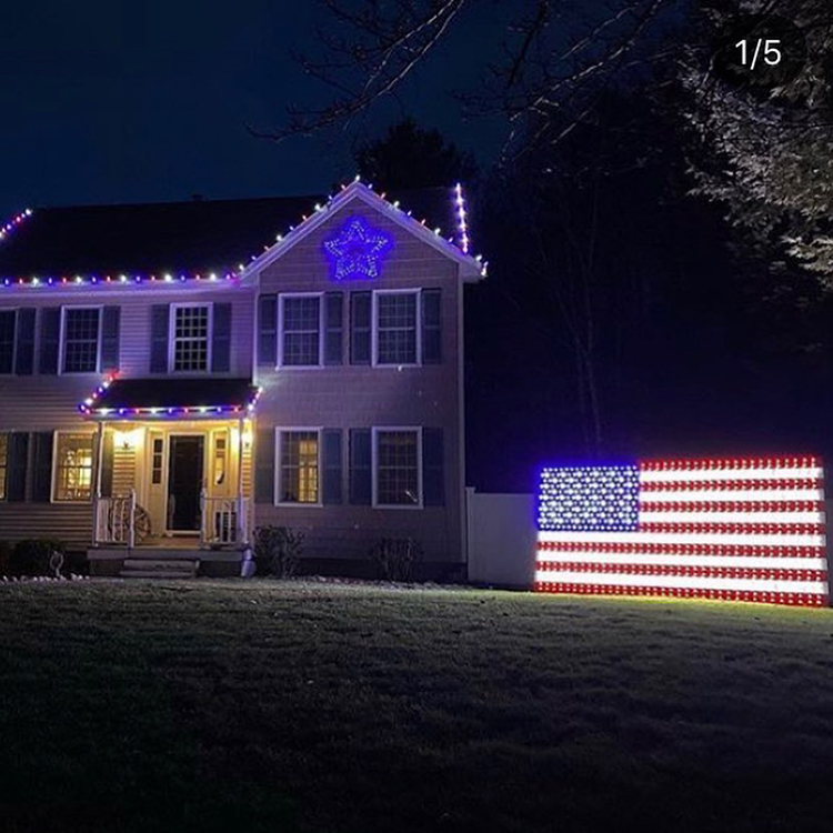 Fourth of July patriotic outdoor lighting