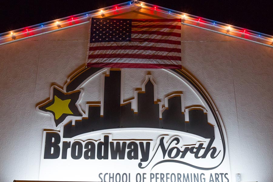 Fourth of July commercial lighting display