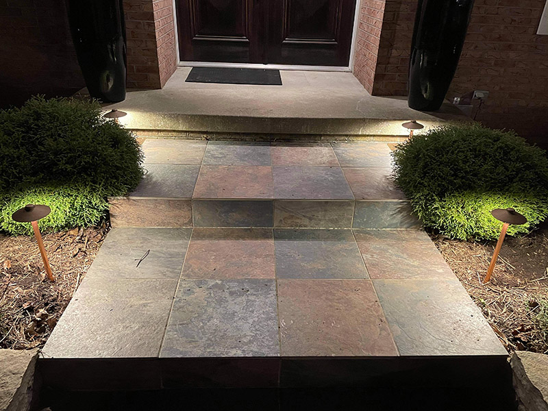 Landscape lighting on home exterior