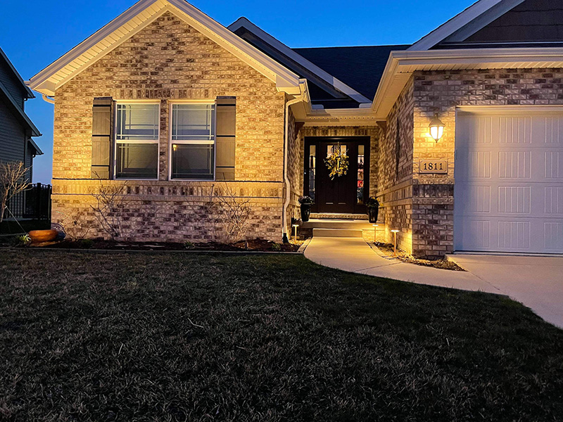 Landscape lighting on home exterior