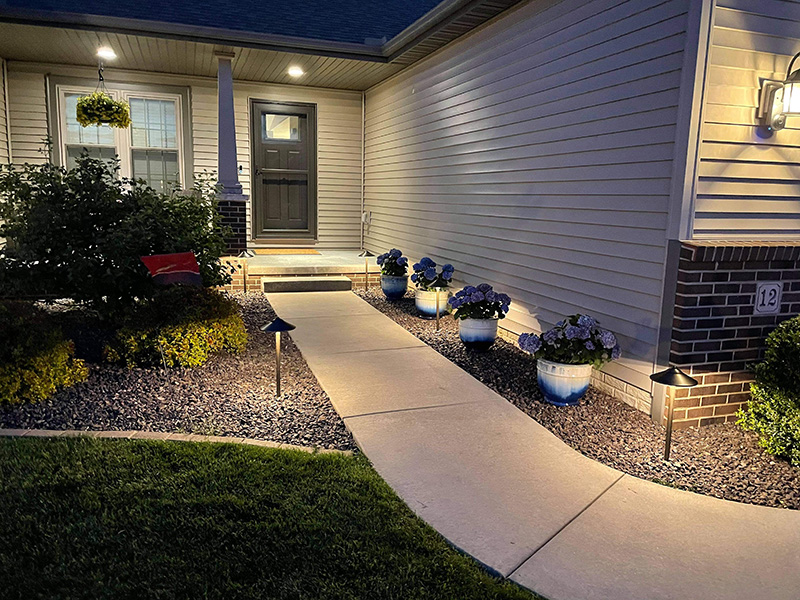 Landscape lighting on home exterior