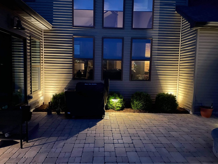 Outdoor landscape lighting at night