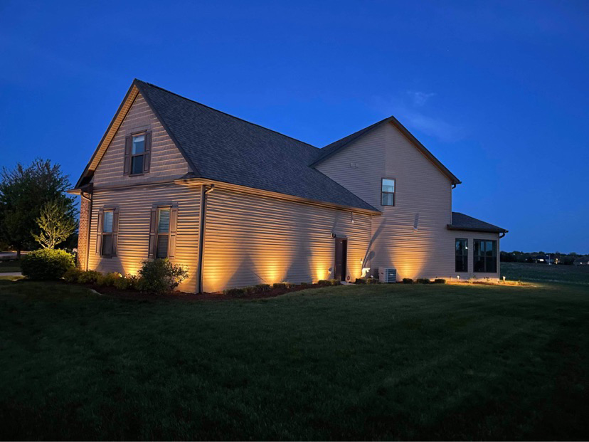 Outdoor landscape lighting at night