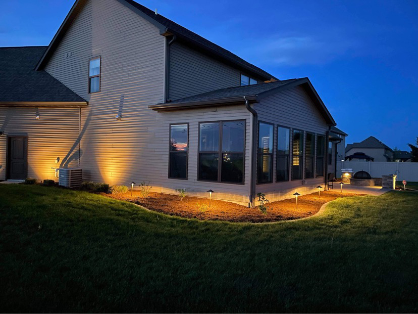 Outdoor landscape lighting at night