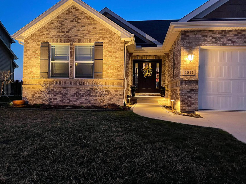 Outdoor landscape lighting at night